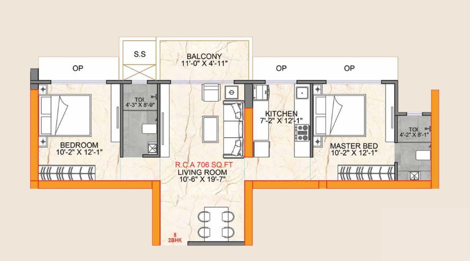 One-Vara-Floor-Plan-2 BHK- 706 Sqft
